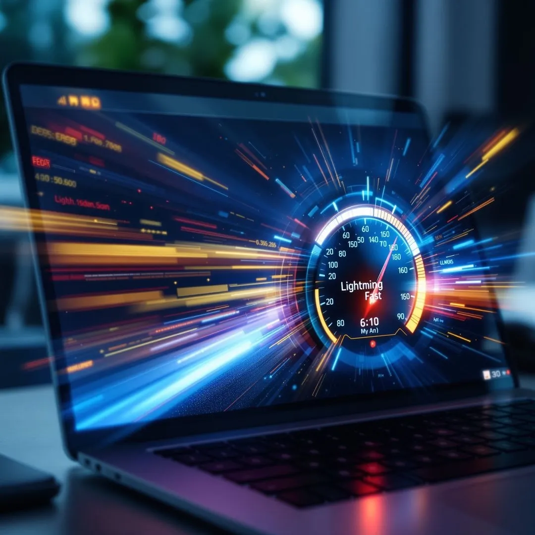 Laptop screen showing high-performance digital marketing results